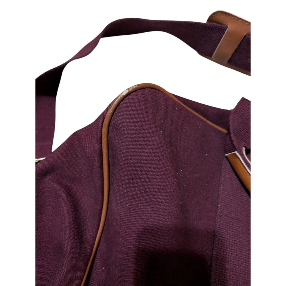 Lands' End Canvas Leather Square Rigger Travel Bag Burgundy‎ Vintage 23
